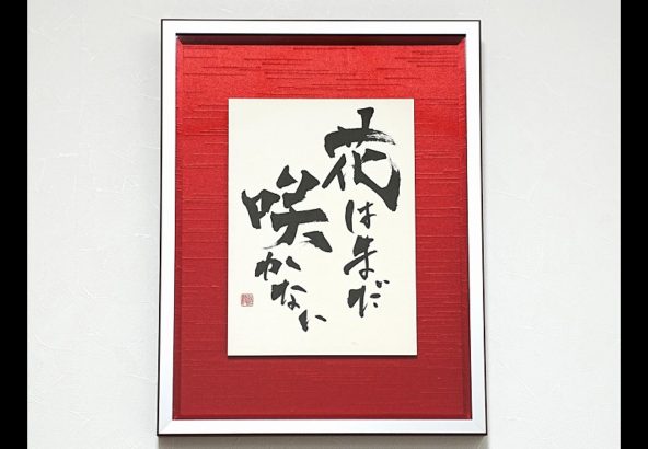 作品への想い】『花はまだ咲かない』｜書道作品紹介（額装） – 書道家 桔梗